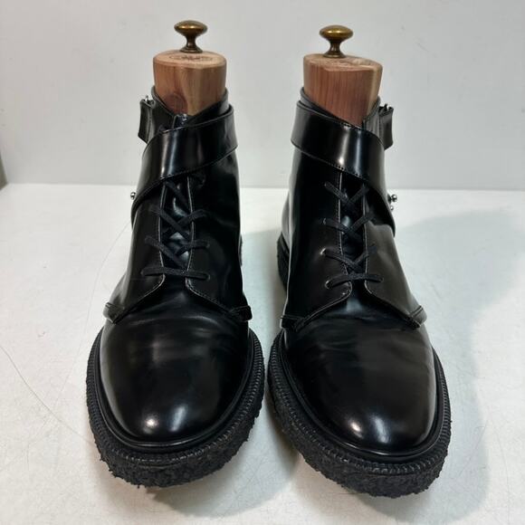 RARE Aideu Paris Richard Boots Polished Black Calf Crepe Sole EUC US 9 EU 42 - Picture 3 of 14